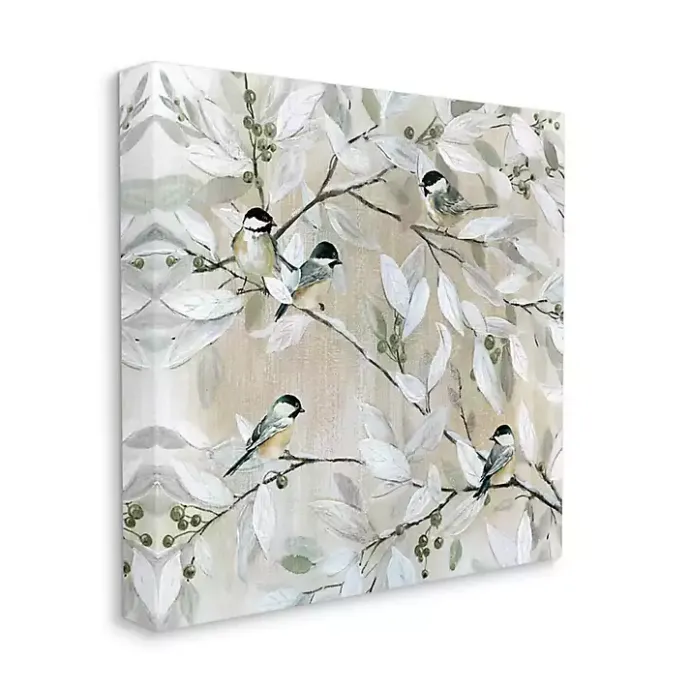 Hot Kirklands Home Chickadee Birds on Branch Canvas Art Print, 24x24