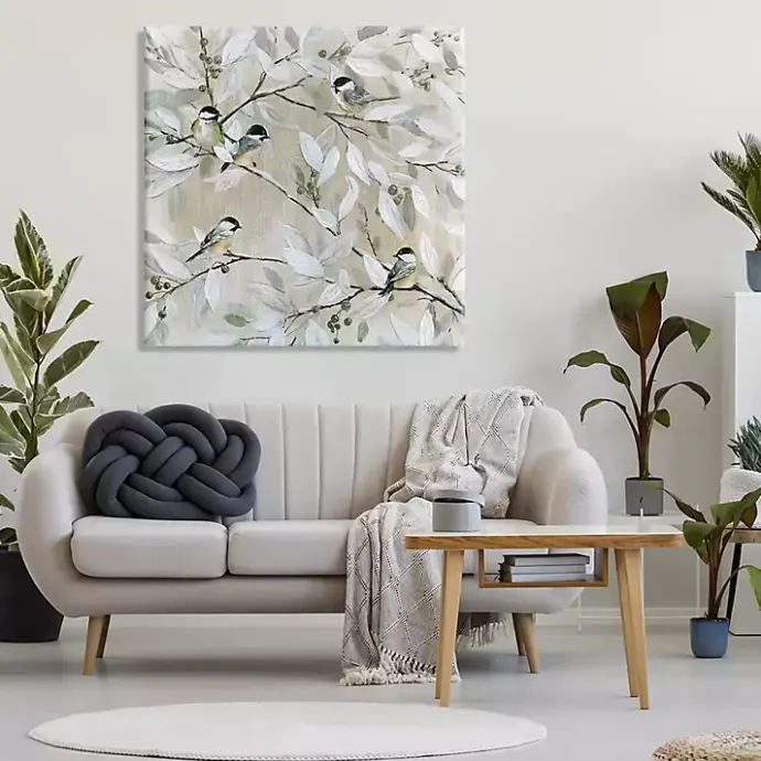 Outlet Kirklands Home Chickadee Birds on Branch Canvas Art Print, 36x36