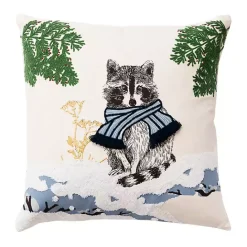 Online Kirklands Home Chilly Racoon Embroidered Throw Pillow