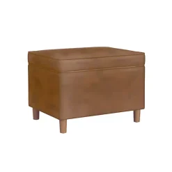 Discount Kirklands Home Chocolate Faux Leather Storage Ottoman Brown