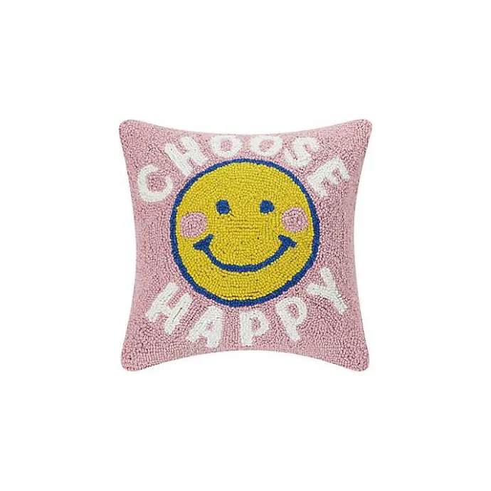 Online Kirklands Home Choose Happy Hooked Wool Pillow