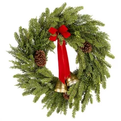 Best Kirklands Home Christmas Bells Pine Wreath with a Red Bow