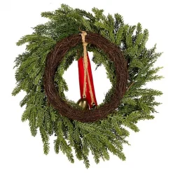 Best Kirklands Home Christmas Bells Pine Wreath with a Red Bow