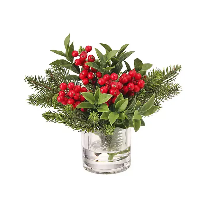 Clearance Kirklands Home Christmas Berry & Pine Faux Water Arrangement
