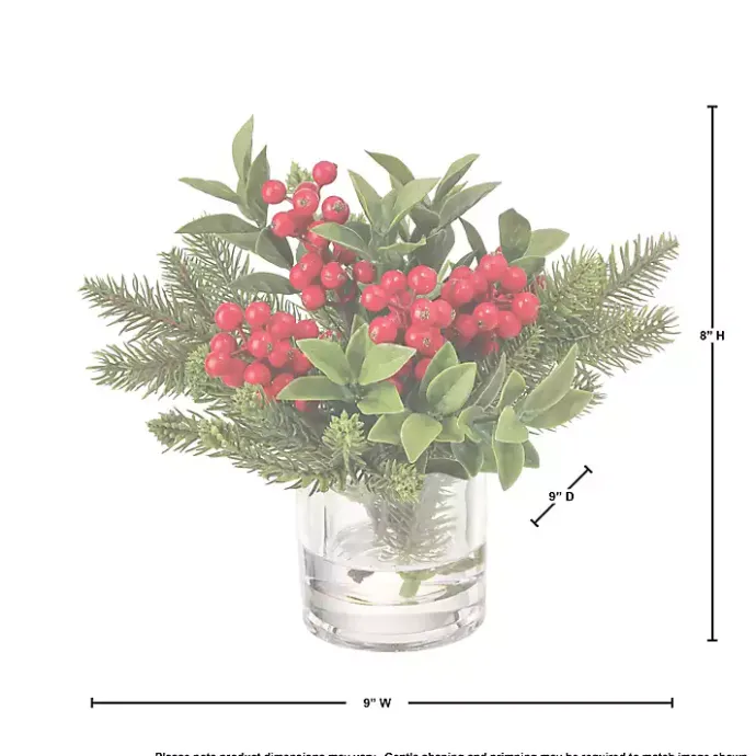 Clearance Kirklands Home Christmas Berry & Pine Faux Water Arrangement