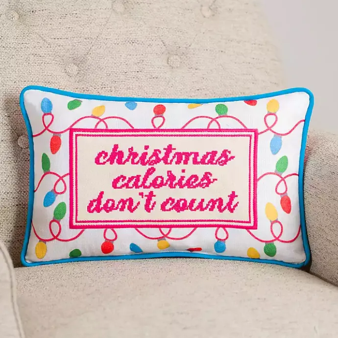 Discount Kirklands Home Christmas Calories Don't Count Needlepoint Pillow