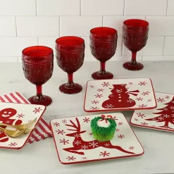 Sale Kirklands Home Christmas Character Salad Plates, Set of 4