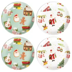 Online Kirklands Home Christmas Cookies Ceramic Plates, Set of 4