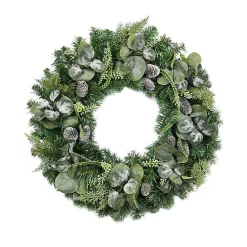Sale Kirklands Home Christmas Eucalyptus Pine Mix Pre-Lit Wreath Green