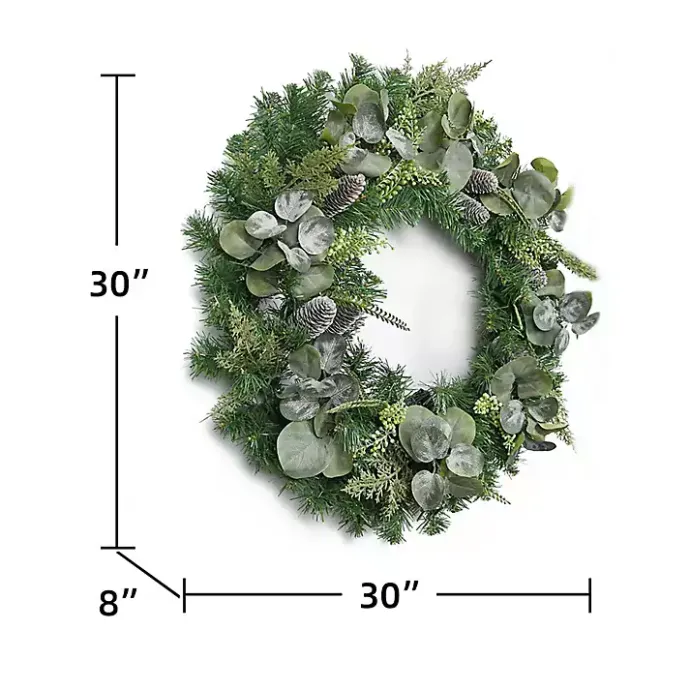 Sale Kirklands Home Christmas Eucalyptus Pine Mix Pre-Lit Wreath Green