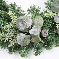 Sale Kirklands Home Christmas Eucalyptus Pine Mix Pre-Lit Wreath Green