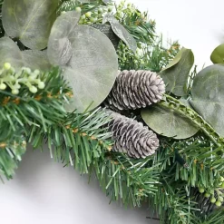 Sale Kirklands Home Christmas Eucalyptus Pine Mix Pre-Lit Wreath Green
