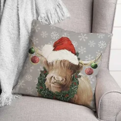 Discount Kirklands Home Christmas Highland Cow Pillow