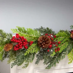 Outlet Kirklands Home Christmas Joy Garland with Red Berries, 5 ft.