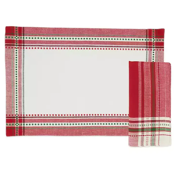 Discount Kirklands Home Christmas Plaid 8-pc. Placemat & Napkin Set
