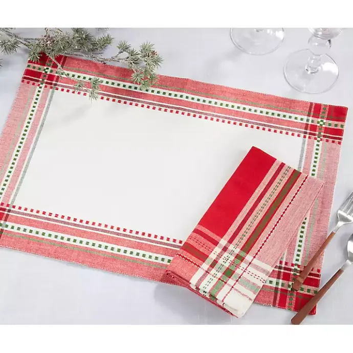 Discount Kirklands Home Christmas Plaid 8-pc. Placemat & Napkin Set