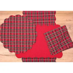 Sale Kirklands Home Christmas Plaid Scalloped Table Runner Red