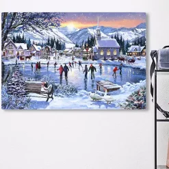 Best Kirklands Home Christmas Skating Canvas Art Print Blue