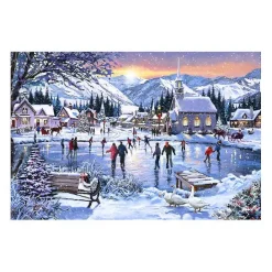 Best Kirklands Home Christmas Skating Canvas Art Print Blue