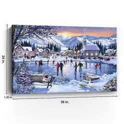 Best Kirklands Home Christmas Skating Canvas Art Print Blue