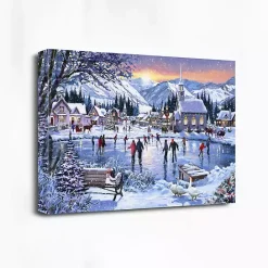 Best Kirklands Home Christmas Skating Canvas Art Print Blue