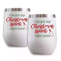 Best Kirklands Home Christmas Spirit Insulated Wine Tumblers, Set of 2 White