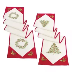 Kirklands Home Christmas Tree and Wreath Table Runners, Set of 2
