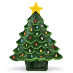 New Kirklands Home Christmas Tree Serving Platter Green