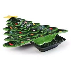 New Kirklands Home Christmas Tree Serving Platter Green