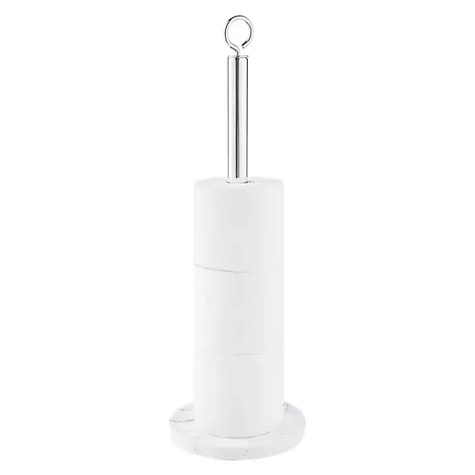 Discount Kirklands Home Chrome and White Marble Toilet Paper Holder