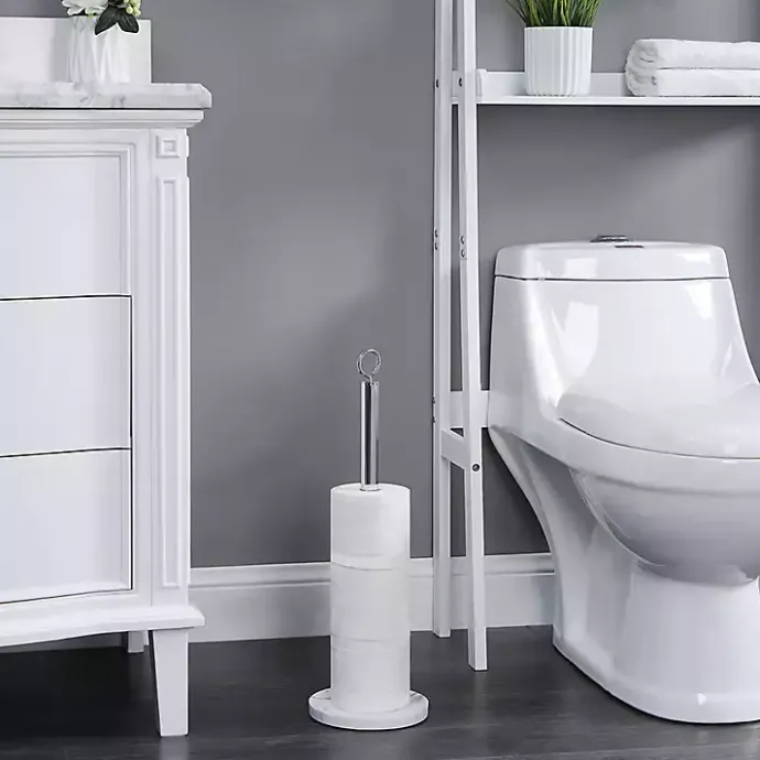 Discount Kirklands Home Chrome and White Marble Toilet Paper Holder