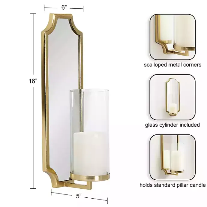 Outlet Kirklands Home Ciel Mirrored Pillar Candle Sconce Gold