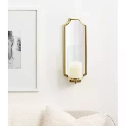 Outlet Kirklands Home Ciel Mirrored Pillar Candle Sconce Gold