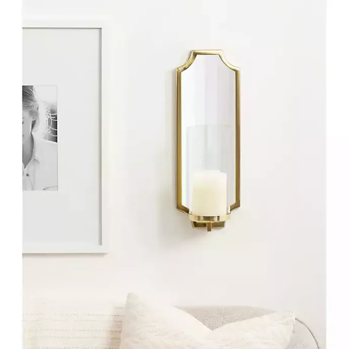 Outlet Kirklands Home Ciel Mirrored Pillar Candle Sconce Gold