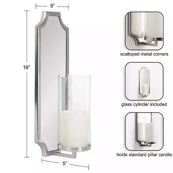 Discount Kirklands Home Ciel Mirrored Pillar Candle Sconce Silver