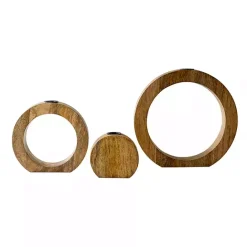 Clearance Kirklands Home Circle Mango Wood Taper Candle Holders, Set of 3 Brown