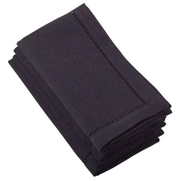 Sale Kirklands Home Classic Hemstitch Boarder Napkins, Set of 4 Black
