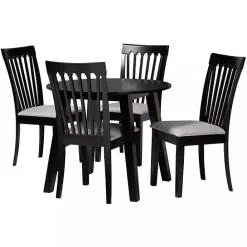 Sale Kirklands Home Classic Black Round Wood 5-pc. Dining Set Gray