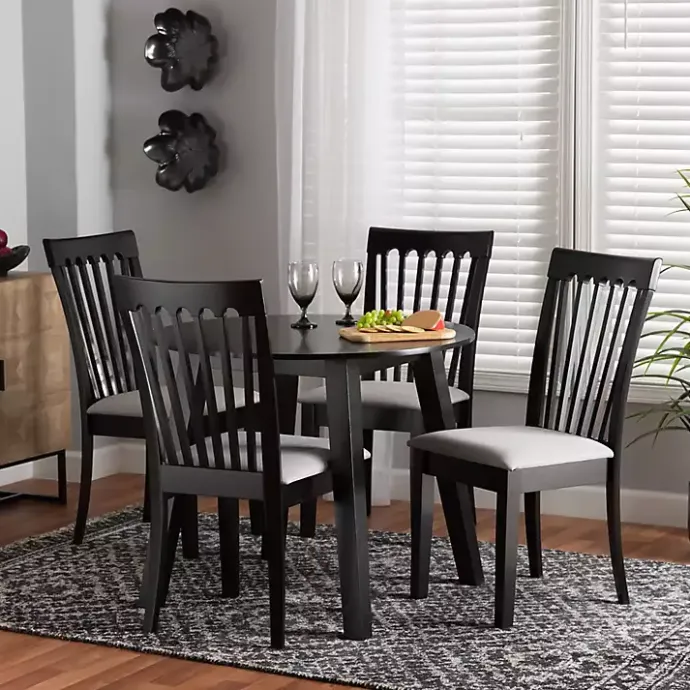 Sale Kirklands Home Classic Black Round Wood 5-pc. Dining Set Gray