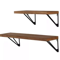Outlet Kirklands Home Classic Brown Wood Wall Shelves, Set of 2