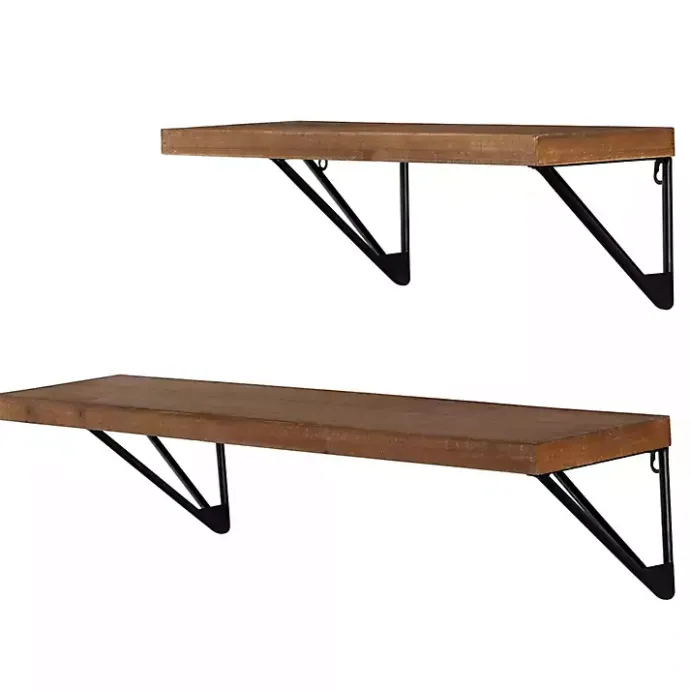 Outlet Kirklands Home Classic Brown Wood Wall Shelves, Set of 2