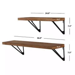 Outlet Kirklands Home Classic Brown Wood Wall Shelves, Set of 2