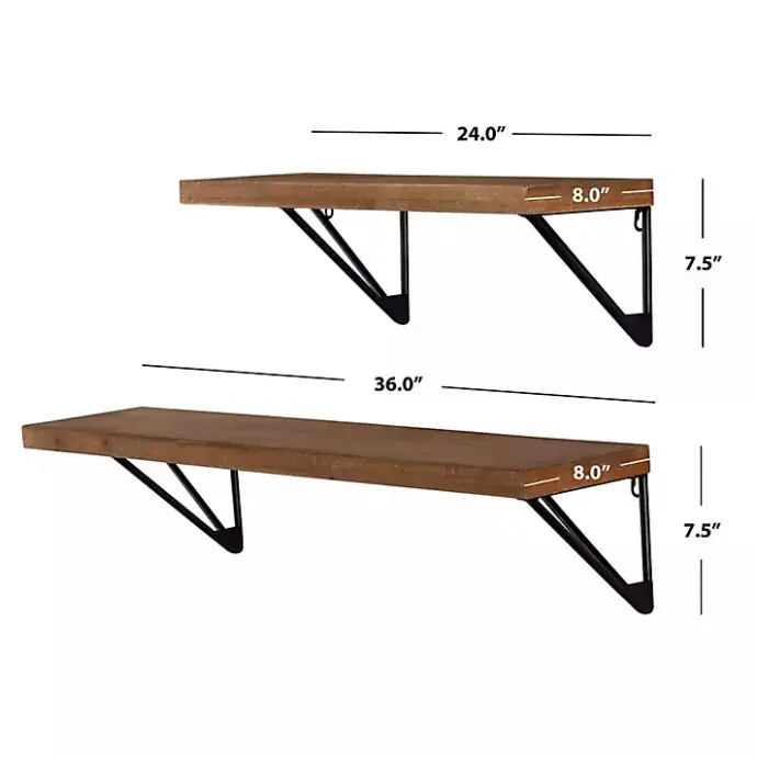 Outlet Kirklands Home Classic Brown Wood Wall Shelves, Set of 2