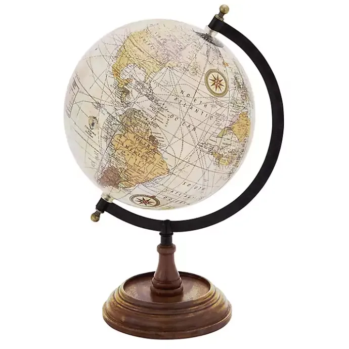 New Kirklands Home Classic Ivory Mango Wood Base Globe