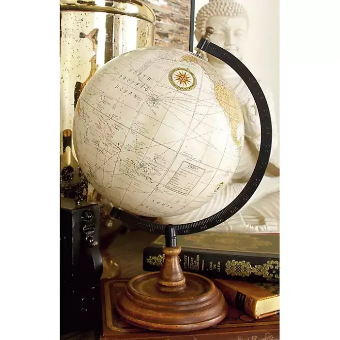 New Kirklands Home Classic Ivory Mango Wood Base Globe
