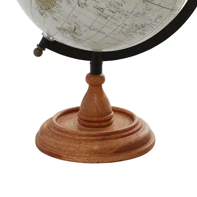 New Kirklands Home Classic Ivory Mango Wood Base Globe