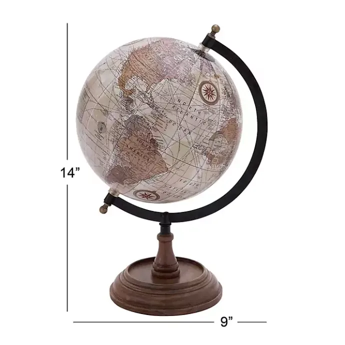 New Kirklands Home Classic Ivory Mango Wood Base Globe