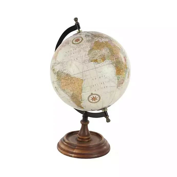 New Kirklands Home Classic Ivory Mango Wood Base Globe