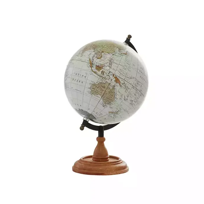 New Kirklands Home Classic Ivory Mango Wood Base Globe