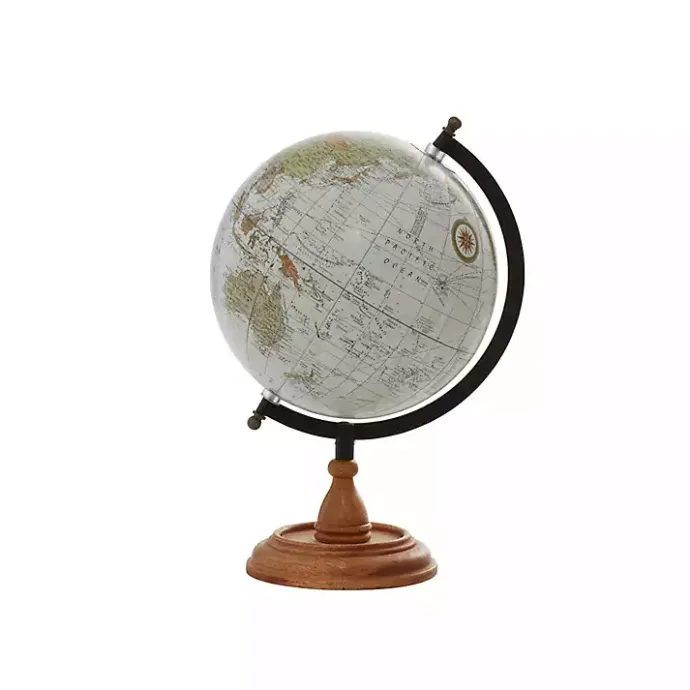 New Kirklands Home Classic Ivory Mango Wood Base Globe